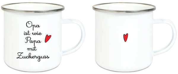 ♥ Tasse Emailletasse Opa ist wie Papa ..., Dankeschön, Geburtstag, Muttertag, Vatertag, Abschied, Jubiläum, Geschenk, Becher von Lüttentüddel